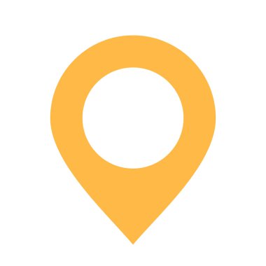 Sarı harita iğne simgesi vektörü, sarı konum imleci sembolü, konum veya gps imleci düz illüstrasyon, iğne nokta işareti sanatı