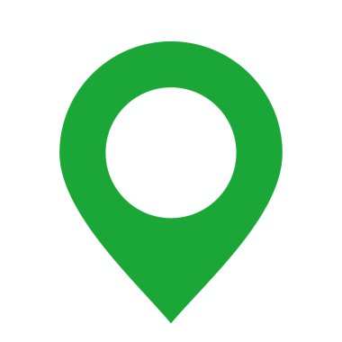 Yeşil harita iğne imleci simgesi, yeşil konum pin sembolü, harita işaretleyici işareti, gps konum vektör illüstrasyonu, iğne noktası logo düz tasarım resmi