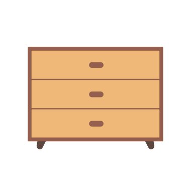 Çekmeceli depolama dolabı, düz vektör çizimi