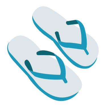 Yaz terlikleri vektör görüntüsü, seyahat sandaletleri düz illüstrasyon, sandalet klipsi sanatı, mavi beyaz takla klipsi