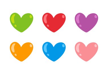 Kalp şekli ikon vektör seti, aşk sembolü koleksiyonu, kalp klipsi sanatı, renkli kalp çizimi