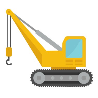 Vinç yapımı taşıyıcı illüstrasyonu, vinç klipsi sanatı, vinç ağır ekipmanını çizgi film tarzında kaldırmak, inşaat makineleri tasarımı elementleri