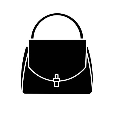 Kadınlar siluet vektör illüstrasyonunu, siyah kadın moda el çantasını, kadın el çantası klipsini, moda çantası sanat klipsini çantaya koyar.