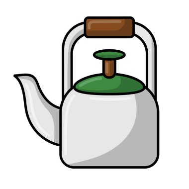 Çaydanlık vektör illüstrasyonu, çaydanlık rengi düz ikon tasarımı, çaydanlık klipsi sanatı, kahve demliği ikonu karikatürü