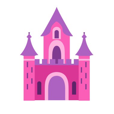 Pembe ortaçağ kale temsilciliği, prenses için masal kalesi binası, rüya kulesi.
