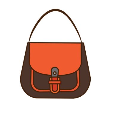 Kadın askısı taşıyıcı illüstrasyonu, kadın için zarif deri çanta, beyaz arka planda izole edilmiş klip resim.