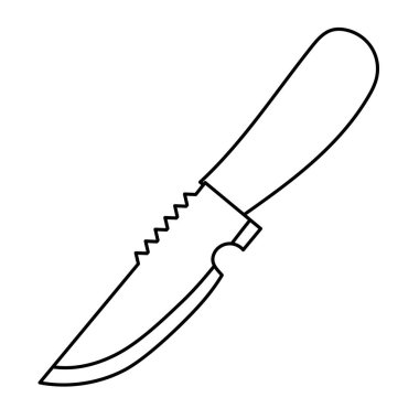 Bıçak çizgisi sanat vektör çizimi, mutfak bıçağı ana hat simgesi, beyaz arkaplanda izole edilmiş.