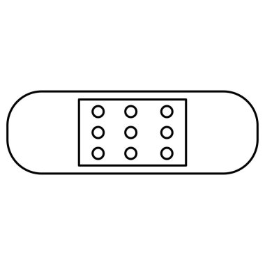 Bandaj çizgisi sanat vektörü illüstrasyonu, bant çizgisi simgesi, tıbbî bant ana hatları resim taslağı