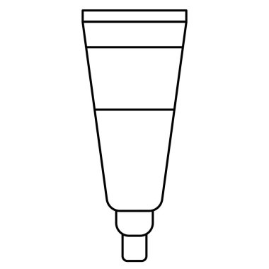 Merhem tübü çizgisi sanat vektör çizimi, merhem kremi dış hat simgesi, tüp klipsleri yapıştırma sanatı