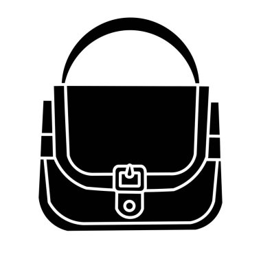 Poşet siyah siluet, kadın çanta vektör illüstrasyonu, kadın siluet toka sanat görüntüsü, kadın el çantası siluet simgesi 