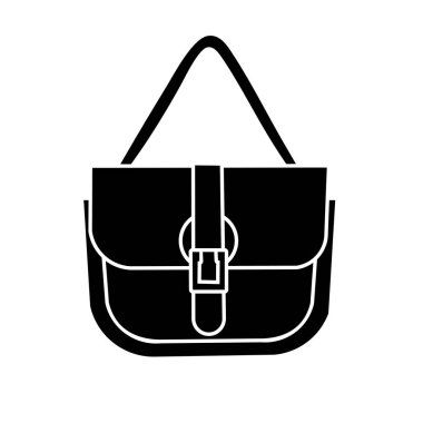 Siyah çanta siluet vektör çizimi, sathcel çanta moda siluet klip sanatı, beyaz arkaplanda izole edilmiş moda çanta ikonu