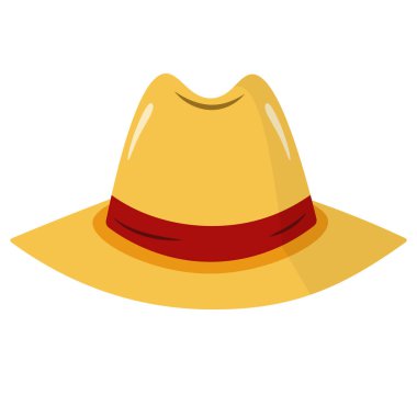 Fedora şapka vektörü, düz tasarım çizimi, fötr şapka klipsi sanatı, beyaz arka planda izole edilmiş.