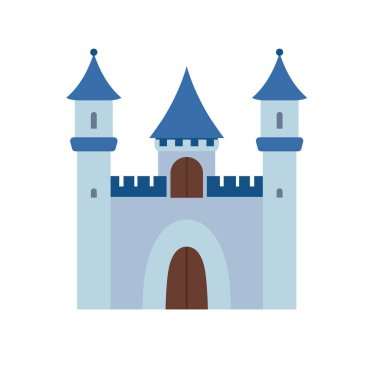 Ortaçağ kalesi ikon tasarımı, eski saray inşa vektör çizimi, peri masalı şatosu Clipart imajı.