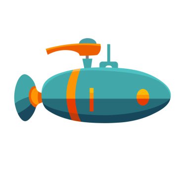 Çizgi film mavi denizaltı vektör çizimi, şirin denizaltı klipsi resim simgesi