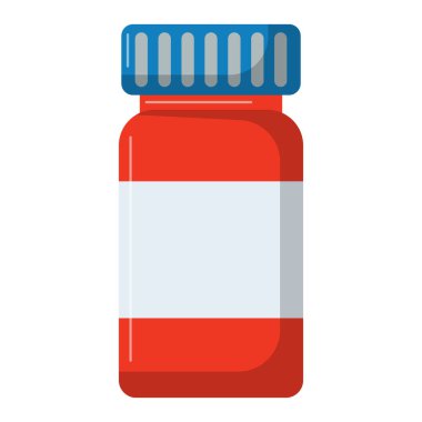 İlaç şişesi düz ikon vektör illüstrasyon, ilaç ve ilaç tedavisi sanat, tablet ve vitamin şişesi tırmanışı, eczane ürünü imajı