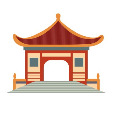 Asya kapı çizimi, Çin giriş kapısı klipsi sanatı, eski Çin geleneksel mimarisi.