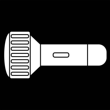 El feneri, el feneri ikonu vektör illüstrasyonu, el feneri klibili, siyah arka planda beyaz