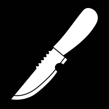 Bıçak simgesi vektör illüstrasyonu, bıçak klipsi sanatı, siyah arkaplanda beyaz