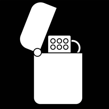 Daha hafif simge, daha hafif vektör illüstrasyonunu ateşle, daha hafif ataç sanatı, yangın başlatıcı vektör sanatı, siyah arkaplanda beyaz