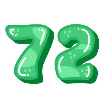 72 numara komik 72 numara vektör illüstrasyonu, 72 numara yeşil çizgi film tarzında klipsli resim