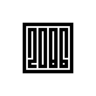 2086 mutlu yeni yıl logo metni, yeni yıl 2086 vektör çizim şablon elementleri