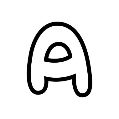 Hoş bir harf. A vektör illüstrasyonu, el çizimi çizimi taslak çizimi, çizgi film İngiliz alfabesi. Bir tipografik tasarım, büyük harf.