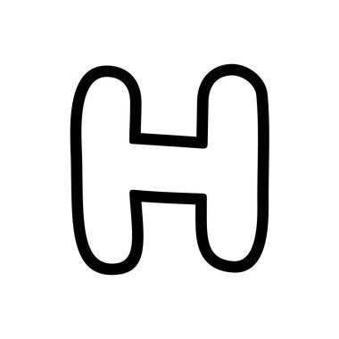 Sevimli H harfi vektör çizimi, el çizimi çizimi çizim taslağı, karikatür İngiliz alfabesi H harfi tipografik tasarımı, H harfi klipsi sanatı, klip sanat harfi h