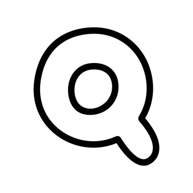 Sevimli harf Q ana hatlı vektör çizimi, el çizimi çizim tarzı, çizgi film alfabesi Q tipografik tasarımı, Q harfi klipli sanat