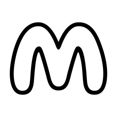 Şirin M harfi vektör çizimi, el çizimi çizimi taslak çizimi, çizgi film İngiliz alfabesi m tipografik tasarım, büyük harf M klipsi sanat.