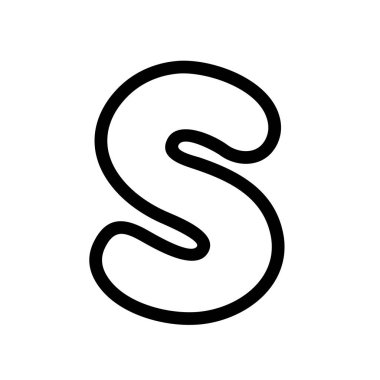 Sevimli S harfi ana hatlı vektör çizimi, el çizimi çizimi taslak çizimi, çizgi film alfabesi S tipografik tasarımı, küme harfi S, harf S klipsi sanat