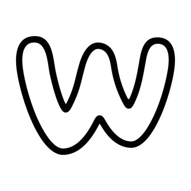 Şirin W harfi vektör illüstrasyonu, el çizimi karalama çizim taslak tarzı, çizgi film alfabesi W harfi tipografik tasarımı, W harfi, W harfi klip sanatı