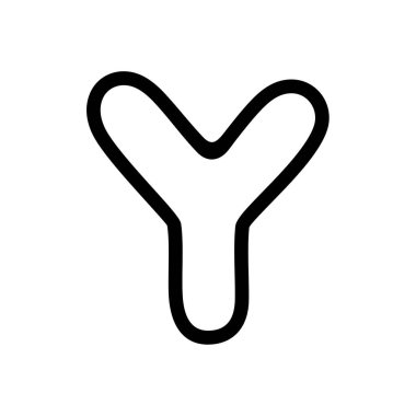 Sevimli harf Y çizgi sanat vektör çizimi, el çizimi çizimi çizim çizim çizim biçimi, çizgi film alfabesi Y tipografik tasarım, Clipart harf Y, harf Y clip art