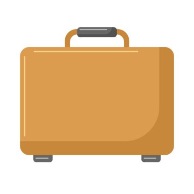 Kahverengi bavul simgesi düz tasarım illüstrasyon, klipsli sanat çantası, bavul klipsli sanat vektörü
