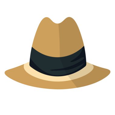 Panama fötr şapka vektör çizimi, fötr şapka klipsi sanatı, kahverengi panama şapka klipsi görüntüsü, beyaz arkaplanda izole edilmiş.