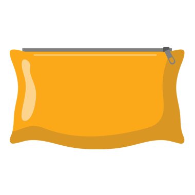 Sarı keseli cüzdan vektör illüstrasyonu, fermuar klipsli sarı çanta, düz tasarım illüstrasyon, fermuar cüzdan klipsi