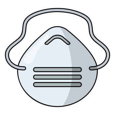 Tıbbi maske düz vektör sanatı, yüz kirliliği maskesi klipsleri, güvenli solunum maskesi klipsleri, tıbbi maske düz resim