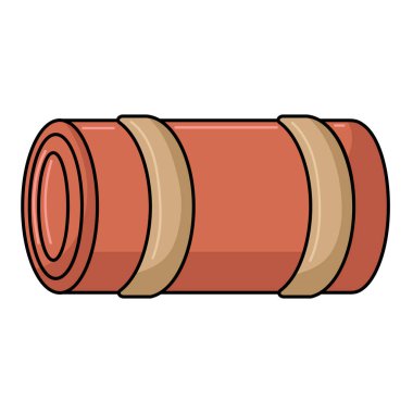 Yatak vektör sanatı, rulo yatak illüstrasyonu, rulo yatak klipsleri, kahverengi yatak rulosu ikonu, kamp çantası ekipmanları, fitness halı paspası.