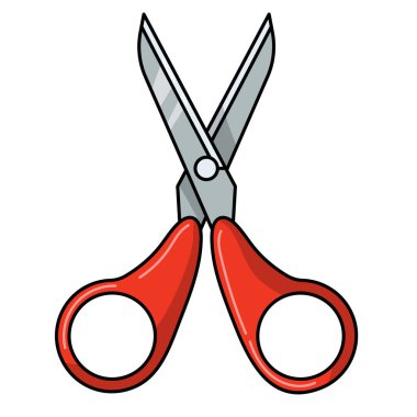 Kırmızı makas ikonu vektör illüstrasyonu, makas kırpma sanatı, kapalı makas klipsi sanatı, beyaz arkaplanda izole