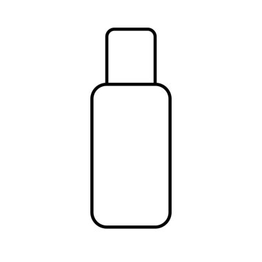 Plastik şişe vektör illüstrasyonu, cilt bakımı veya sağlık sigortası şişeleri çizgisi, beyaz arka planda izole edilmiş.