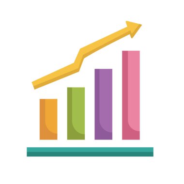 İş büyümesi grafik çizelgesi çizimi, renkli grafik klip sanatı, büyüyen çubuk grafik klip resmi, bar grafik simgesi