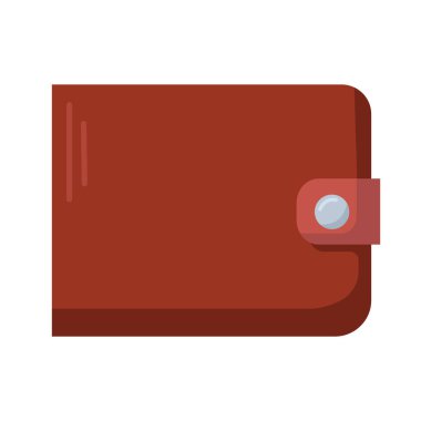 Kahverengi cüzdan vektör simgesi düz illüstrasyon, cüzdan klipsli sanat, kahverengi deri cüzdan, beyaz arka planda izole