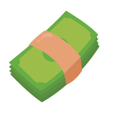 Para klipsleme sanatı, para vektör sanatı, karikatür kağıt para, yeşil kağıt para, kağıt para paketleri, beyaz arka planda izole