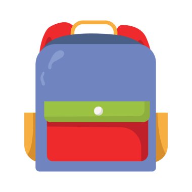 Renkli okul sırt çantası vektör illüstrasyonu, okul çantası klip sanatı, okul sırt çantaları düz ikon tasarım illüstrasyonu, beyaz arkaplanda izole edilmiş.