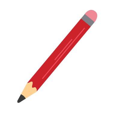 Kalem kesme sanatı, ataç kalem, kalem yazma sanatı, kırmızı kalem vektör ilüstrasyonu, kalem vektör sanatı, beyaz arkaplanda izole edilmiş.