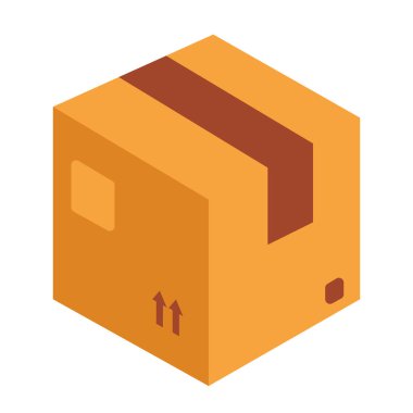 Karton kutu klipsleri, kutu vektör tasarımı, karton kutu simgesi, düz tasarım illüstrasyon, kahverengi ambalaj kutusu, beyaz arkaplanda izole edilmiş.