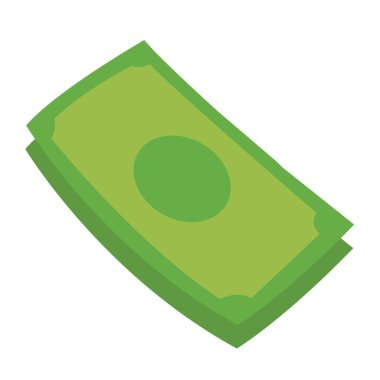 Para klipsleme sanatı, klipsleme sanat, yeşil para faturaları düz tasarım illüstrasyon, kağıt para nakit ikonu, beyaz arka planda izole