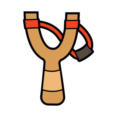 Sling shot, slingshot flat icon design, slingshot traditional toy vector illustration, wooden sling shot clip art image, cartoon wooden catapult toy kid game, gambar ketapel mainan tradisional clipart