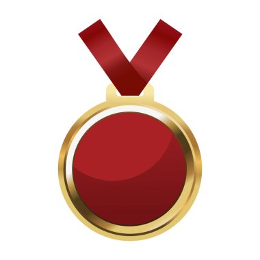 Madalya sanatı, altın madalya klipsli sanat, klip sanat madalyonu, altın kupa vektör illüstrasyonu, şampiyon ödülü, beyaz arka planda izole edilmiş.