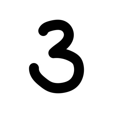 Siyah numara 3 el çizimi taslak vektör çizimi, 3 numara klip sanatı, 3 numara klip sanatı