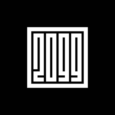 2099 mutlu yeni yıl metin tipografi tasarımı, 2099 logo tasarım şablon elementleri